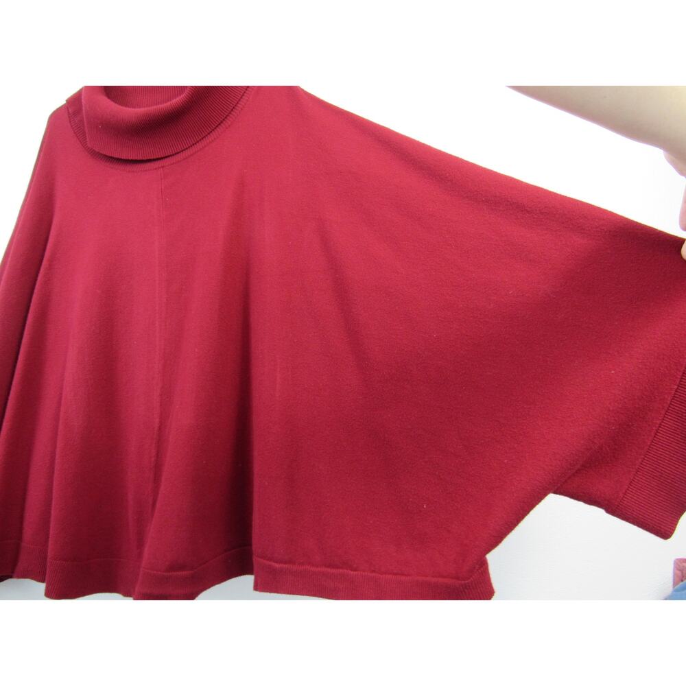 Ellos 2X/4X Turtleneck Poncho Sweater Maroon Holiday Plus Size Layering Casual - Picture 5 of 7